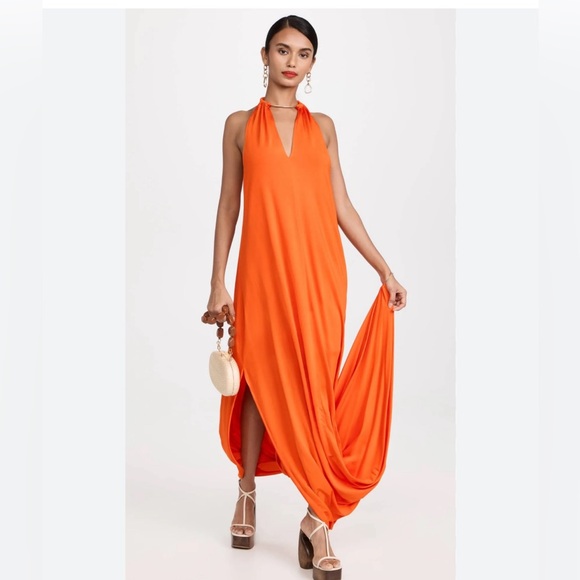New Cult Gaia Luna Embellished Draped Stretch-jersey Gown Orange Sz Small 0 - Picture 3 of 5